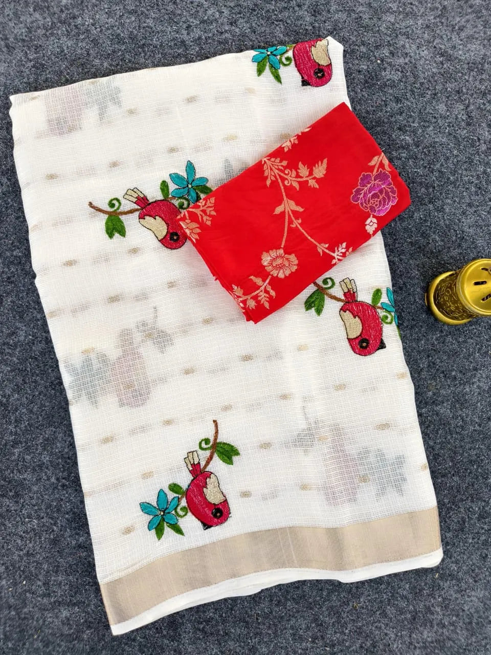 Pure Kota Bird Embroidery Designer Saree