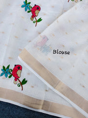 Pure Kota Bird Embroidery Designer Saree