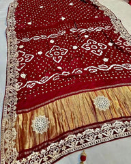 Gaji Silk Bandhani Gota Pati Hand Work Saree