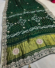 Gaji Silk Bandhani Gota Pati Hand Work Saree
