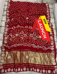 Ek Dani Bandhani Lagdi Patta Handwork Saree