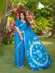 Pure Chinon Silk Bandhani Saree