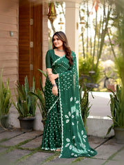 Pure Chinon Silk Bandhani Saree