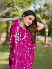 Pure Chinon Silk Bandhani Saree