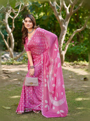 Pure Chinon Silk Bandhani Saree