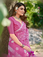 Pure Chinon Silk Bandhani Saree