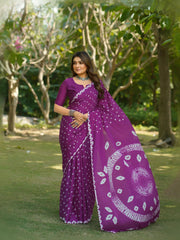 Pure Chinon Silk Bandhani Saree