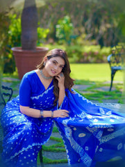 Pure Chinon Silk Bandhani Saree