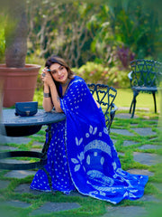 Pure Chinon Silk Bandhani Saree