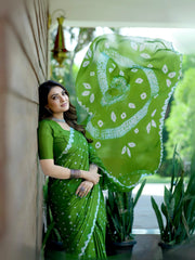 Pure Chinon Silk Bandhani Saree