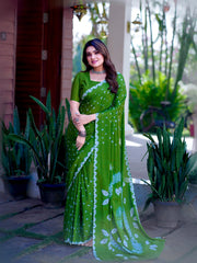 Pure Chinon Silk Bandhani Saree
