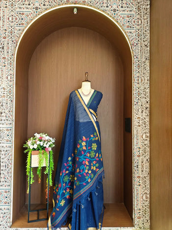 Soft Linen Silk Jamdani Saree
