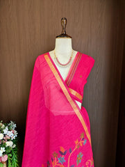 Soft Linen Silk Jamdani Saree