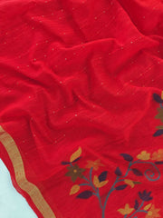 Soft Linen Silk Jamdani Saree