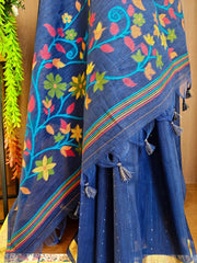 Soft Linen Silk Jamdani Saree