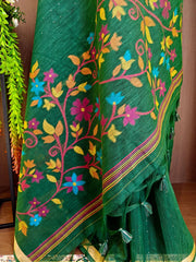 Soft Linen Silk Jamdani Saree