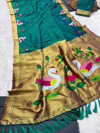 Soft Paithani Silk Polka Dots Rajhans Saree