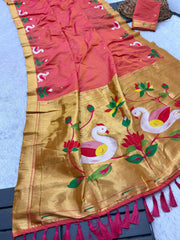 Soft Paithani Silk Polka Dots Rajhans Saree