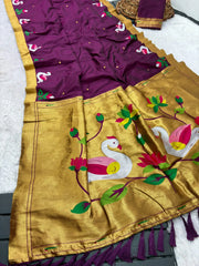 Soft Paithani Silk Polka Dots Rajhans Saree