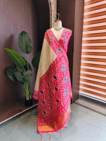 Premium Soft Muga Cotton Patola Saree