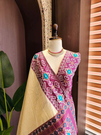 Premium Soft Muga Cotton Patola Saree