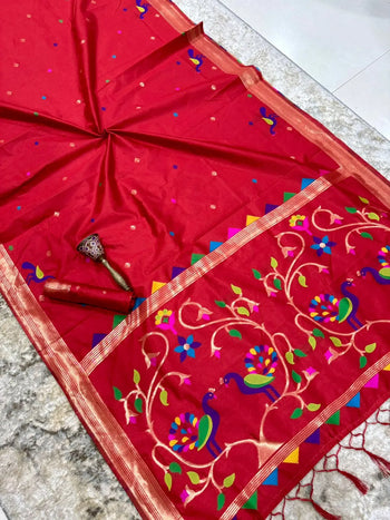Khadi Raw Silk Meenakari Paithani Saree