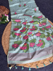 Pure Muga Cotton Lotus Trend Saree
