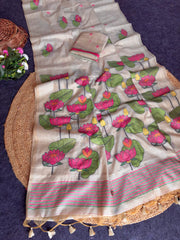 Pure Muga Cotton Lotus Trend Saree