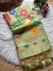 Soft Chanderi Cotton Parrot Motif Saree