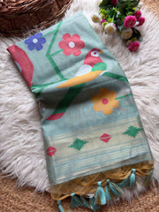Soft Chanderi Cotton Parrot Motif Saree