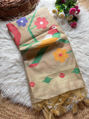 Soft Chanderi Cotton Parrot Motif Saree