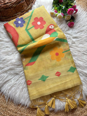 Soft Chanderi Cotton Parrot Motif Saree