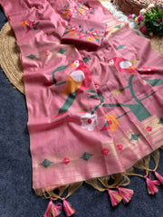 Soft Chanderi Cotton Parrot Motif Saree