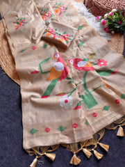 Soft Chanderi Cotton Parrot Motif Saree