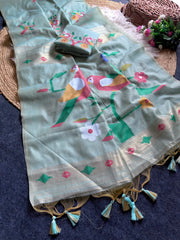 Soft Chanderi Cotton Parrot Motif Saree