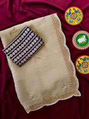 Pure Chiffon Bead Handwork Party Wear Saree