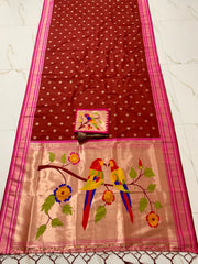Traditional Silk Colorful Bird Motif Paithani Saree