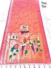 Traditional Silk Colorful Bird Motif Paithani Saree
