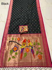 Traditional Silk Colorful Bird Motif Paithani Saree