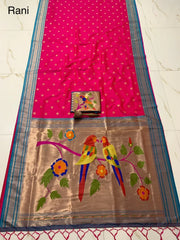 Traditional Silk Colorful Bird Motif Paithani Saree