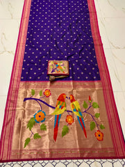 Traditional Silk Colorful Bird Motif Paithani Saree