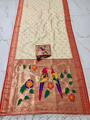 Traditional Silk Colorful Bird Motif Paithani Saree
