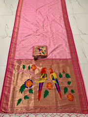 Traditional Silk Colorful Bird Motif Paithani Saree