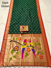 Traditional Silk Colorful Bird Motif Paithani Saree