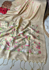 Premium Pichwai Soft Muga Cotton Paithani Saree