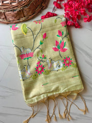 Premium Pichwai Soft Muga Cotton Paithani Saree