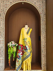 Soft Muga Cotton Rajwadi Elephant Saree