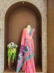 Soft Muga Cotton Rajwadi Elephant Saree