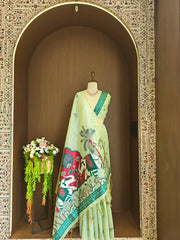 Soft Muga Cotton Rajwadi Elephant Saree