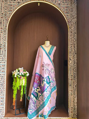 Soft Muga Cotton Rajwadi Elephant Saree
